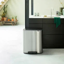 Outlet Brabantia Cubo de pedal Bo 60 L, acero mate Plateado