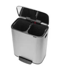 Outlet Brabantia Cubo de pedal Bo 2x30 L, acero mate Plateado