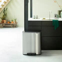 Outlet Brabantia Cubo de pedal Bo 2x30 L, acero mate Plateado