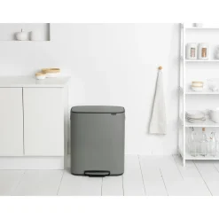 Brabantia Cubo de pedal Bo 2x30 L, Mineral concrete grey Gris