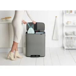 Brabantia Cubo de pedal Bo 2x30 L, Mineral concrete grey Gris