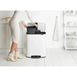 Best Brabantia Cubo de pedal Bo 2x30 L, White Blanco