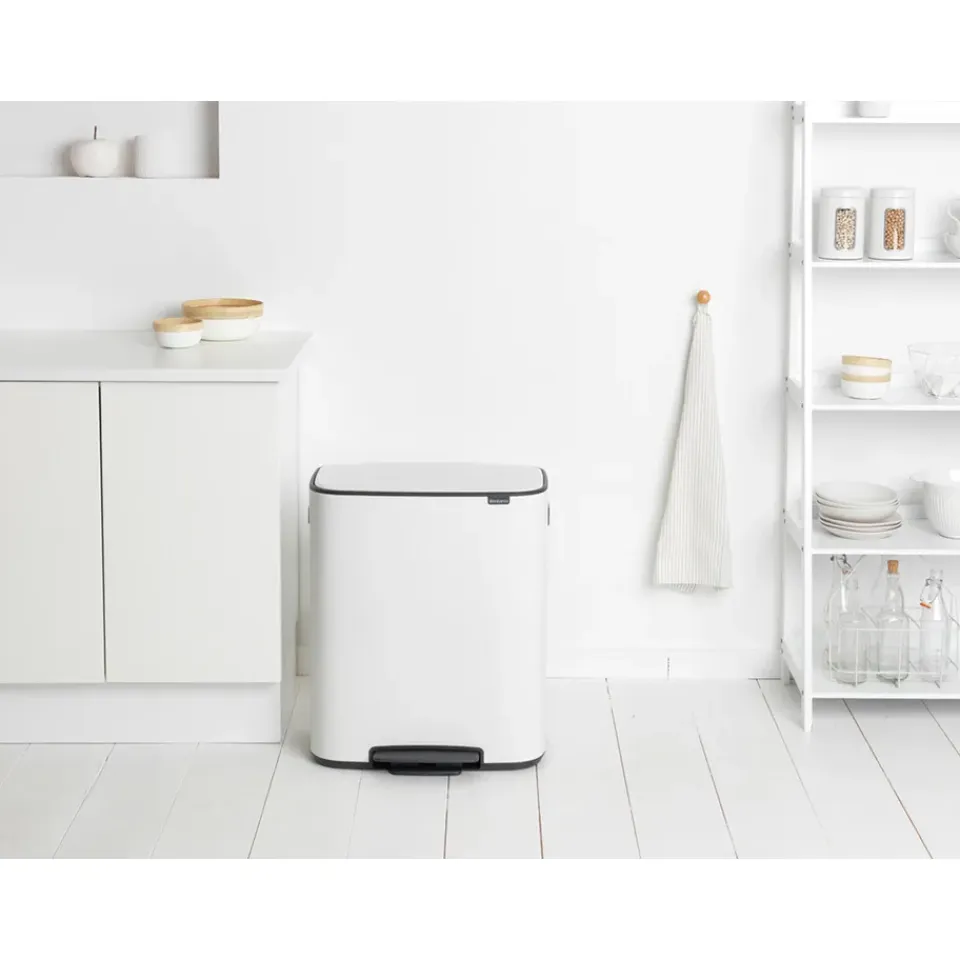 Best Brabantia Cubo de pedal Bo 2x30 L, White Blanco