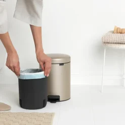 Hot Brabantia Cubo pedal newIcon 5L, Metallic Gold BeigeColor dorado