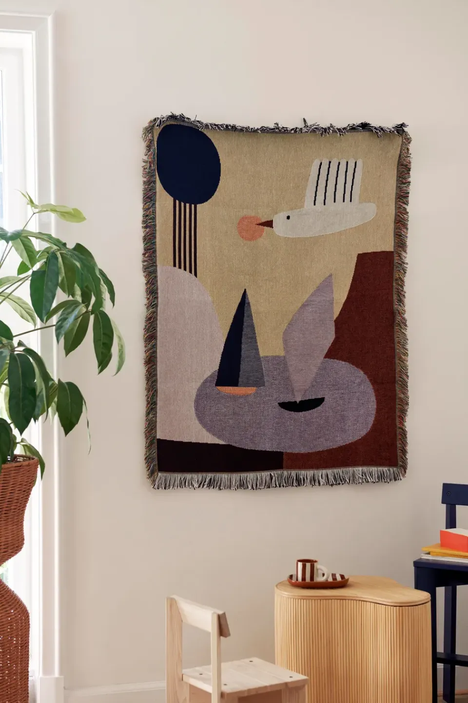 Ferm Living Decoración de pared Bird, 80x110 cm Beige