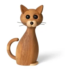 Hot Spring Copenhagen Decoración gato Lucky 42 cm, Roble-Arce Beige