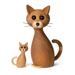 Hot Spring Copenhagen Decoración gato Lucky 42 cm, Roble-Arce Beige