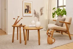 Hot Spring Copenhagen Decoración gato Lucky 42 cm, Roble-Arce Beige