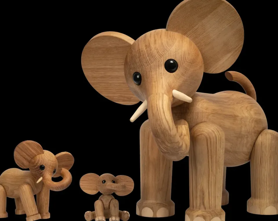 New Spring Copenhagen Decoración Tembo elefant 41 cm, Roble Beige