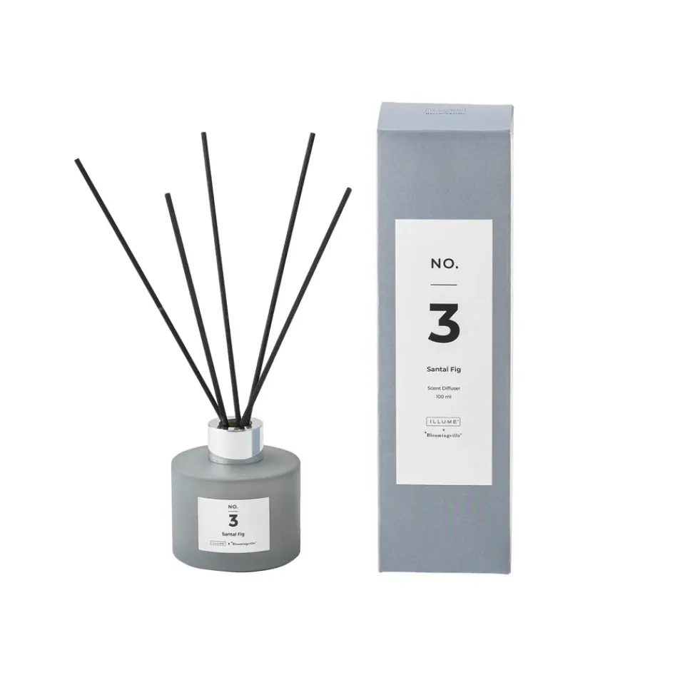 Clearance Illume x Bloomingville Difusor con varillas NO. 3 Santal Fig, 100 ml Azul