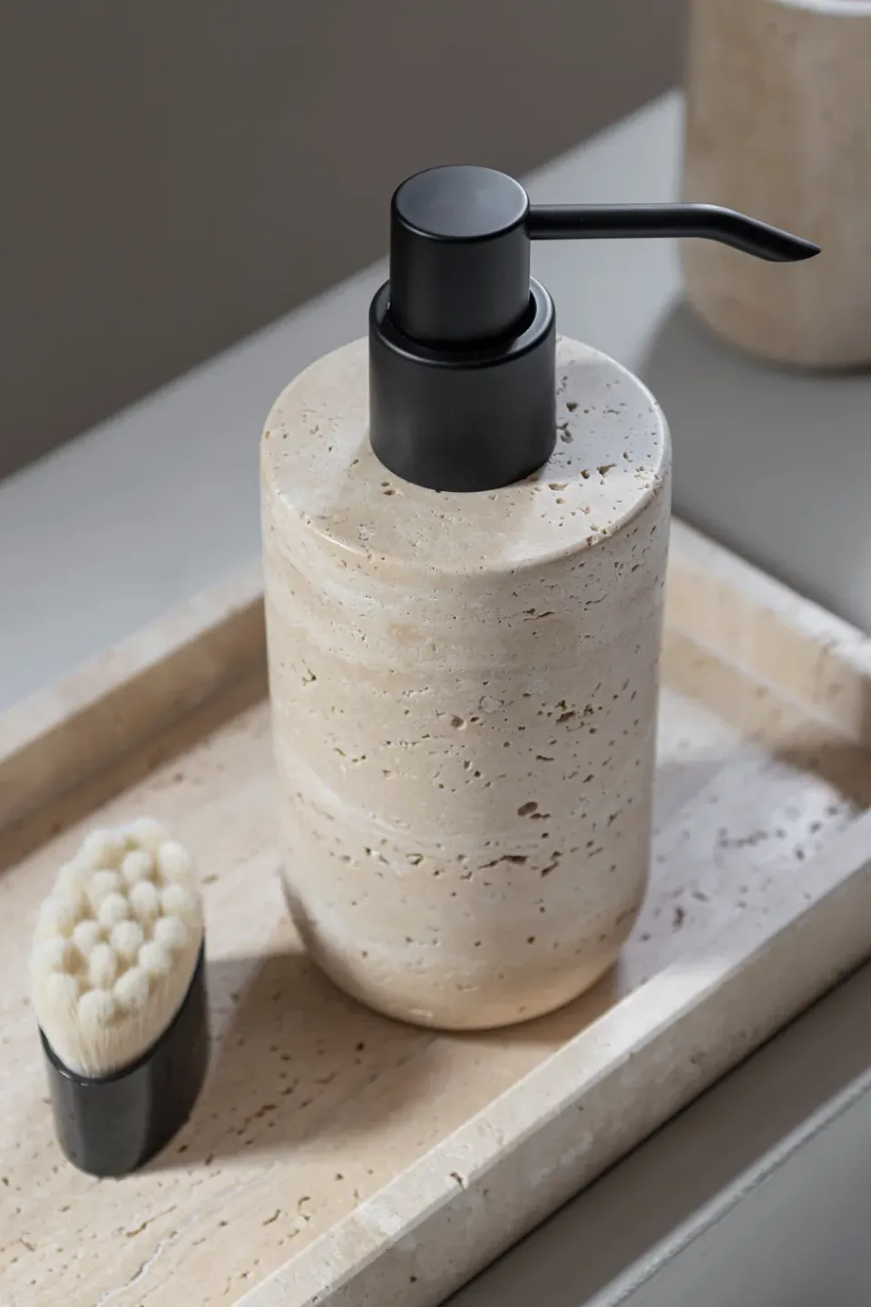 Online Mette Ditmer Dispensador de jabón Travertine 17,5 cm, Linen Beige