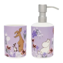 Hot Moomin Arabia Dispensador de jabón y portacepillos de dientes Mumin, Jardín de flores Multi