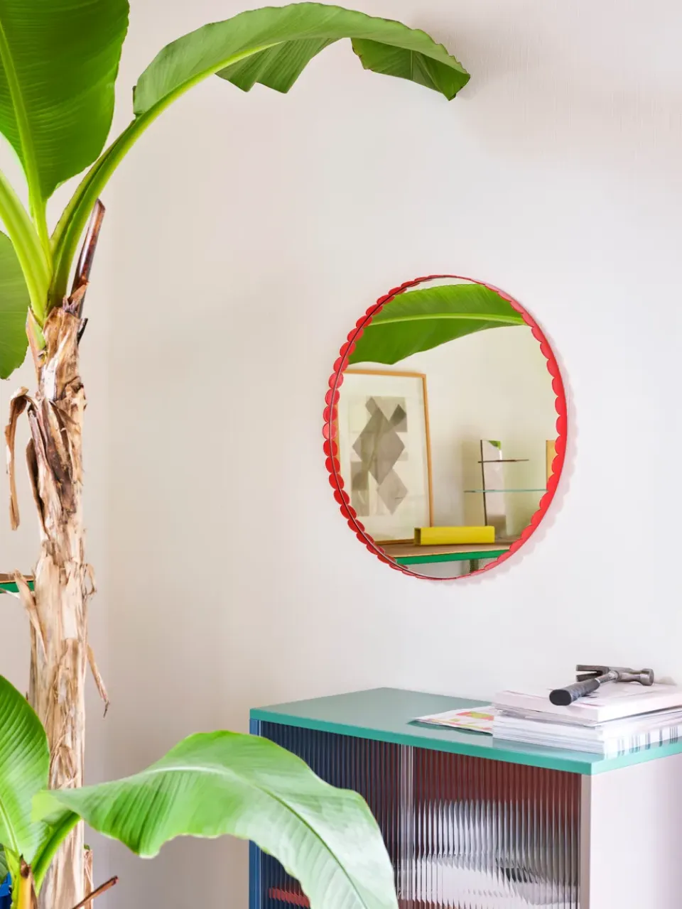 HAY Espejo Arcs Mirror Ø60 cm, Red Rojo
