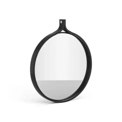 Clearance Swedese Espejo Comma redondo Ø40 cm, Fresno teñido de Negro
