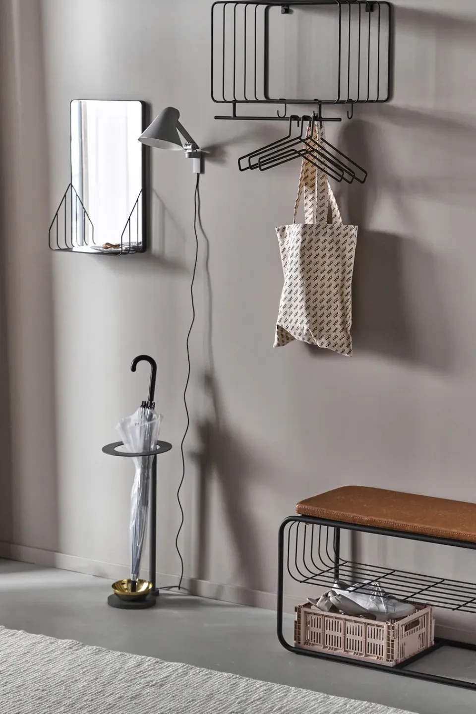 Discount Scandi Living Espejo con estante Nod 30x50 cm, Black Negro