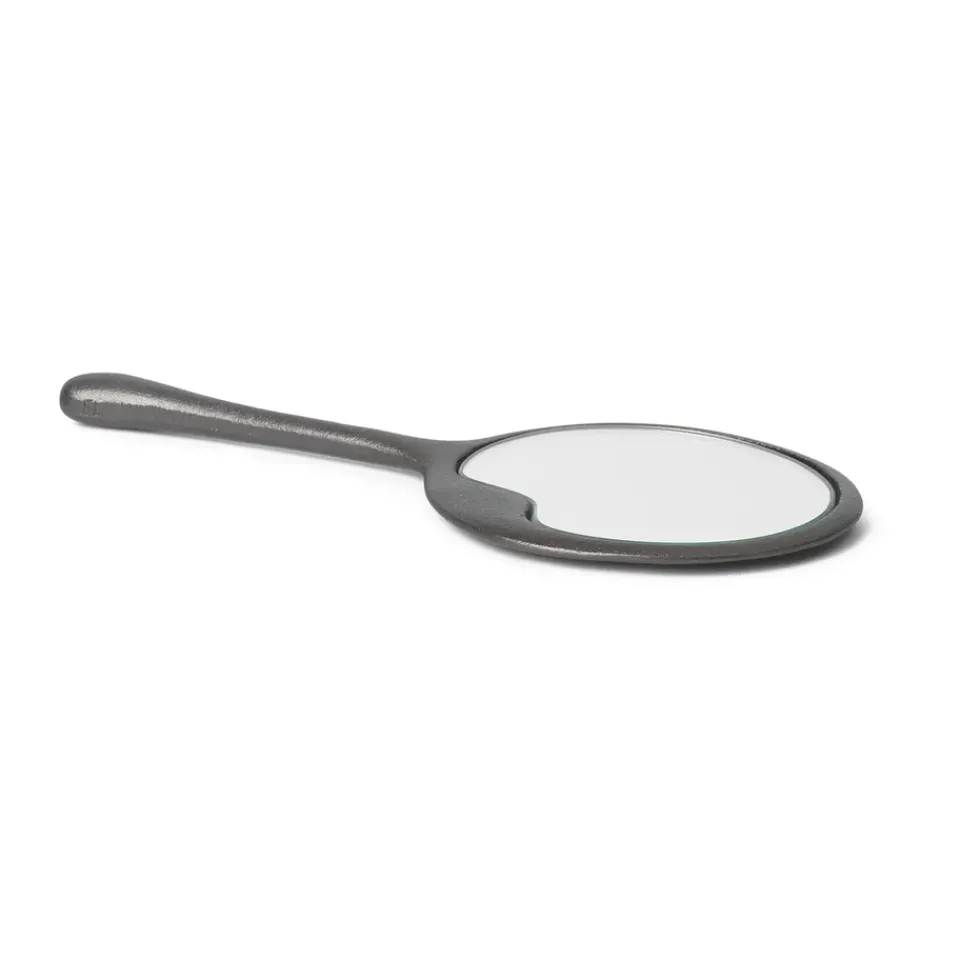 Online Ferm Living Espejo de mano Lava, Aluminio ennegrecido Gris