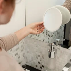 Sale Bosign Espejo de maquillaje AirMirror x5 desmontable con ventosa, Ø16,5 cm Blanco