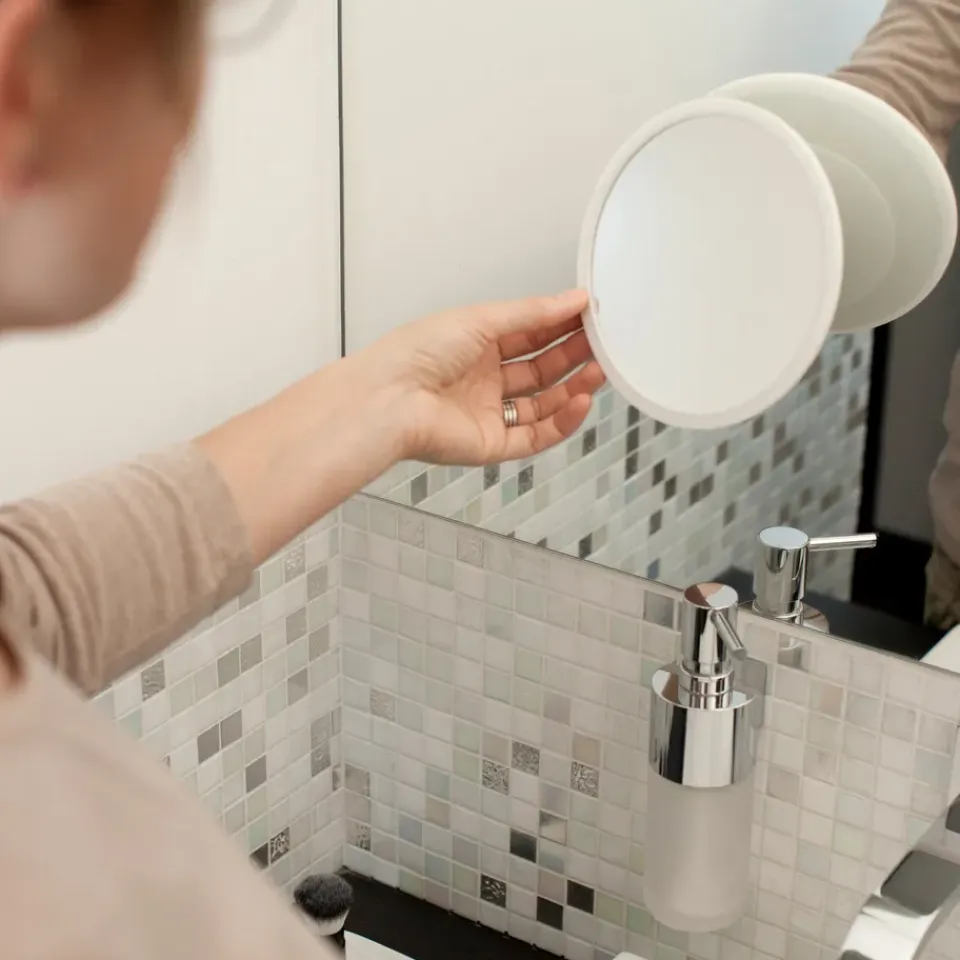 Sale Bosign Espejo de maquillaje AirMirror x5 desmontable con ventosa, Ø16,5 cm Blanco