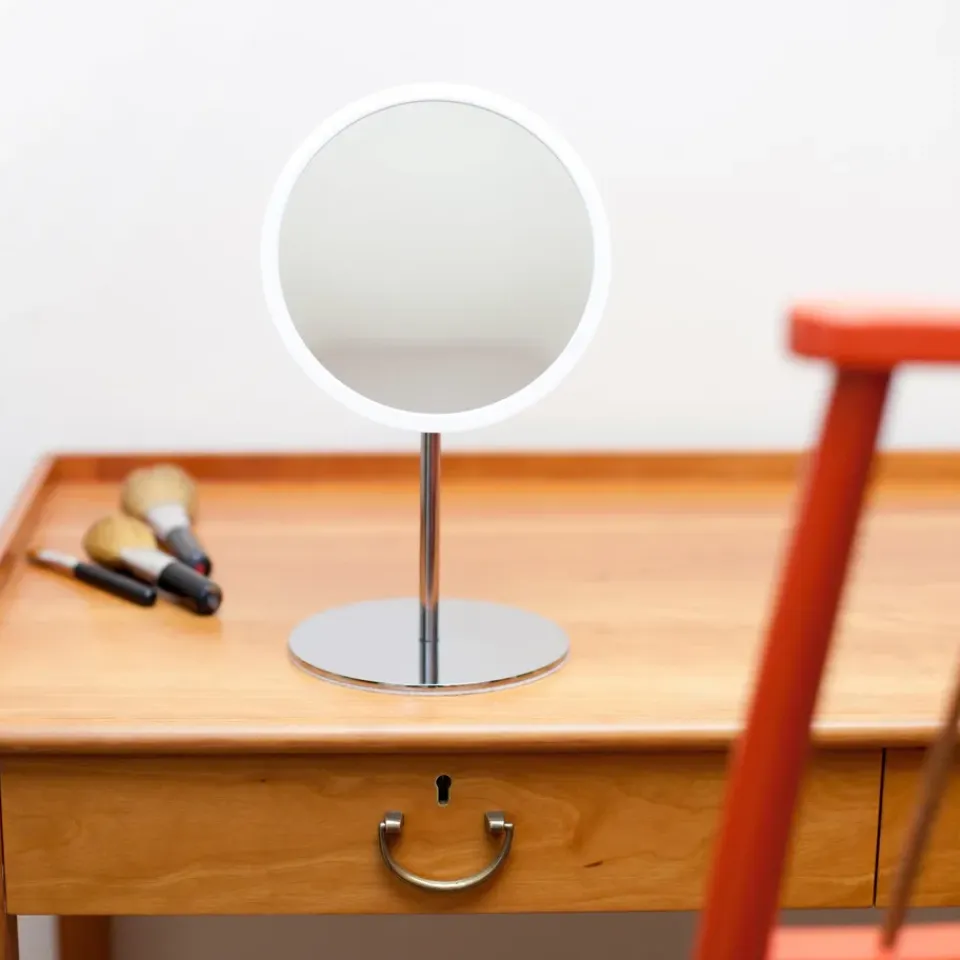 Clearance Bosign Espejo de mesa AirMirror x15 desmontable magnético, Ø16,5 cm Blanco