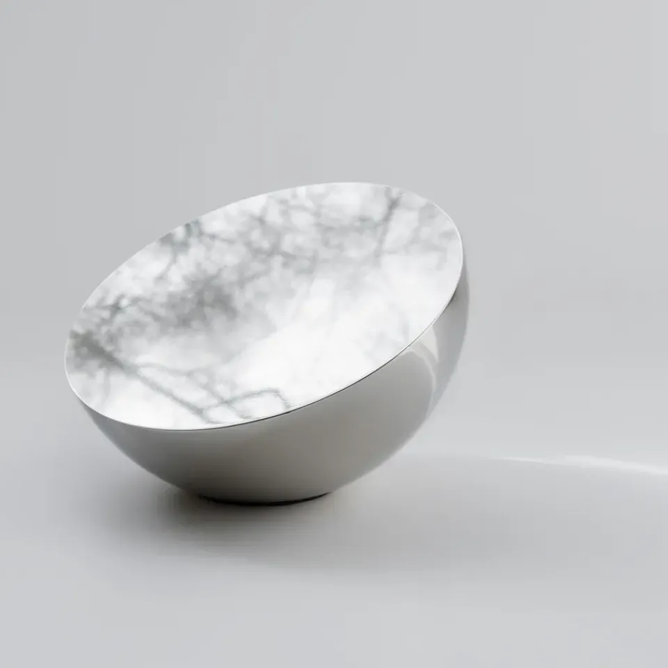Outlet New Works Espejo de mesa Aura, Acero inoxidable Plateado