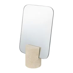 Sale Mette Ditmer Espejo de mesa Travertin, Lino Beige