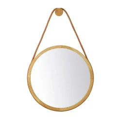 Outlet FDB Møbler Espejo de pared I3 Mossø, Oak nature lacquered Ø40 cm Marrón