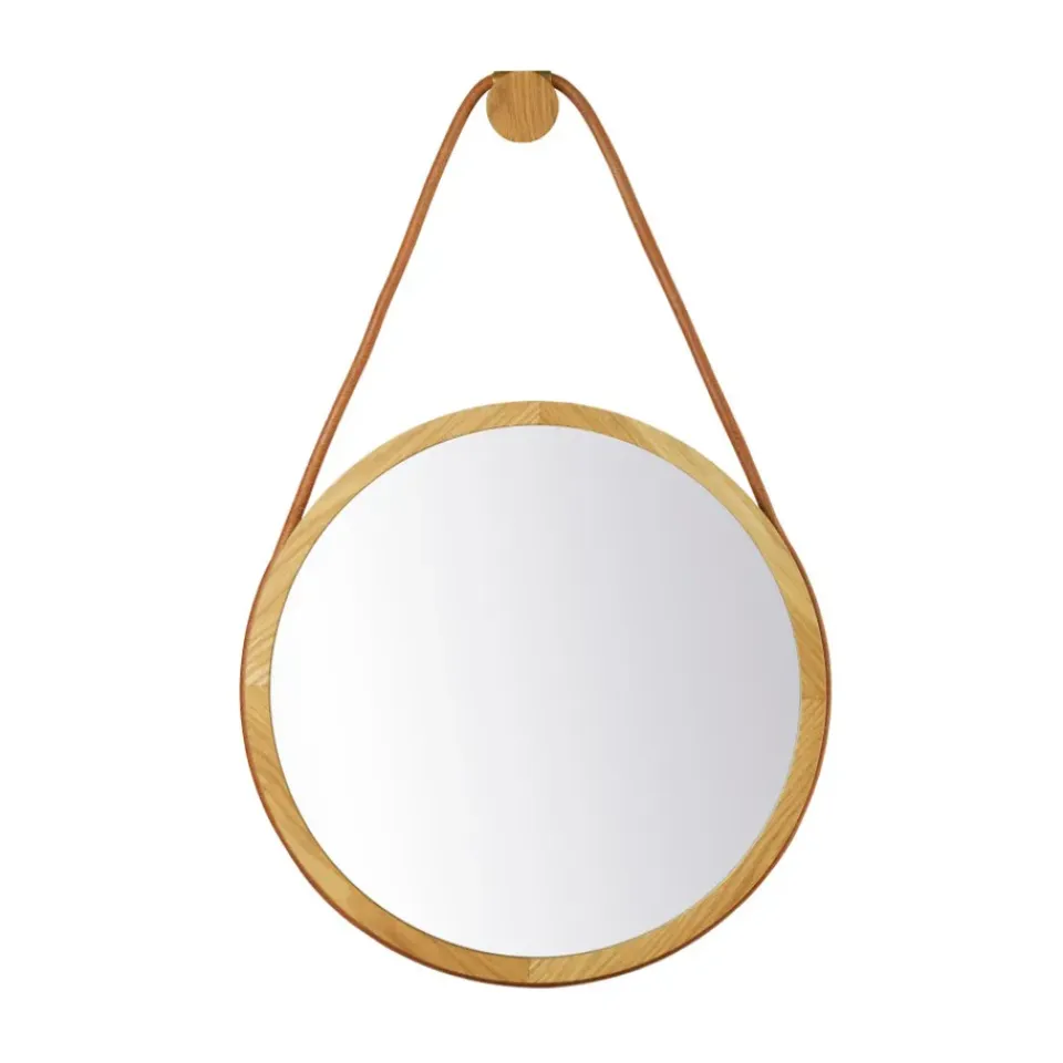 Outlet FDB Møbler Espejo de pared I3 Mossø, Oak nature lacquered Ø40 cm Marrón