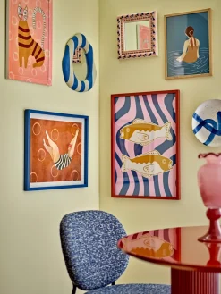 Sale Bloomingville Espejo de pared Travis 39,5x38,5 cm, Azul