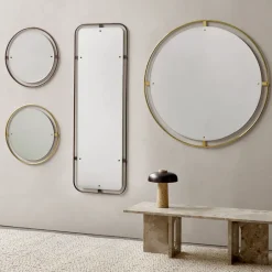 Audo Copenhagen Espejo Nimbus, Polished brass, ø110 Color dorado