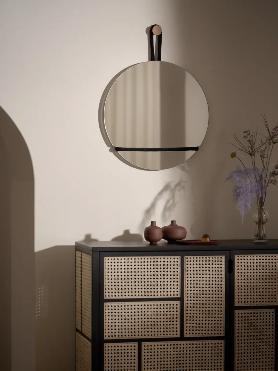 Outlet Design House Stockholm Espejo redondo Lasso, transparente- Negro