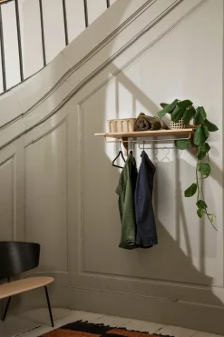 Sale Ferm Living Estante con barra Sector 37 x 87 cm, Oak-black brass Marrón