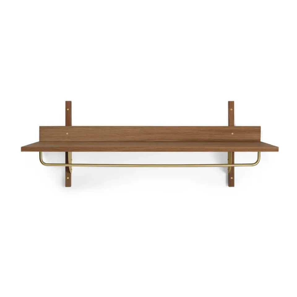 New Ferm Living Estante con barra Sector 37 x 87 cm, Smoked Oak, brass Marrón