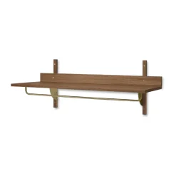 New Ferm Living Estante con barra Sector 37 x 87 cm, Smoked Oak, brass Marrón