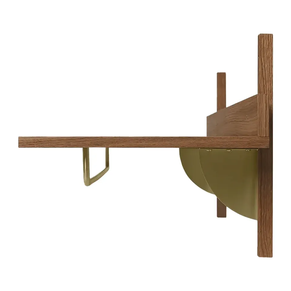 New Ferm Living Estante con barra Sector 37 x 87 cm, Smoked Oak, brass Marrón