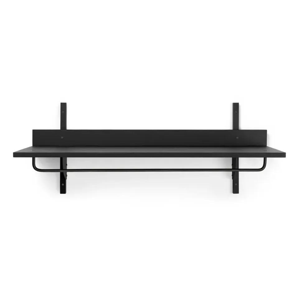Hot Ferm Living Estante con barra Sector 37 x 87 cm, Black ash-black brass Negro