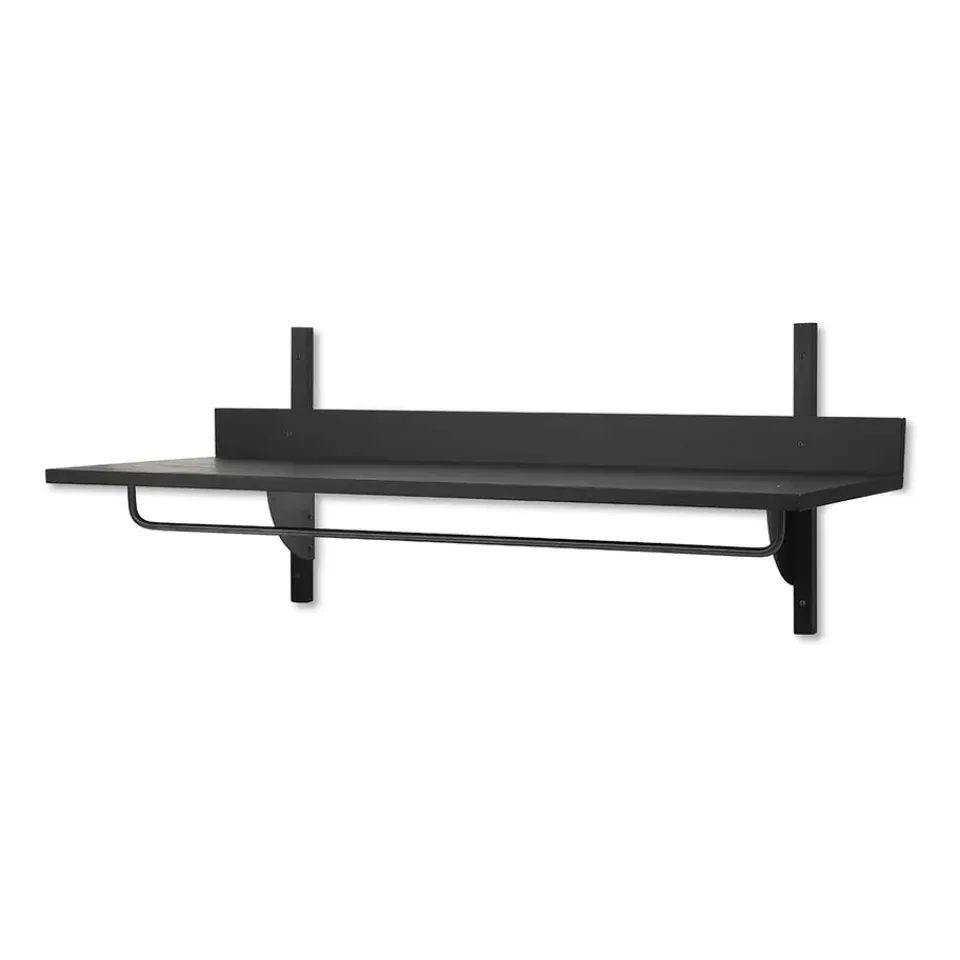 Hot Ferm Living Estante con barra Sector 37 x 87 cm, Black ash-black brass Negro