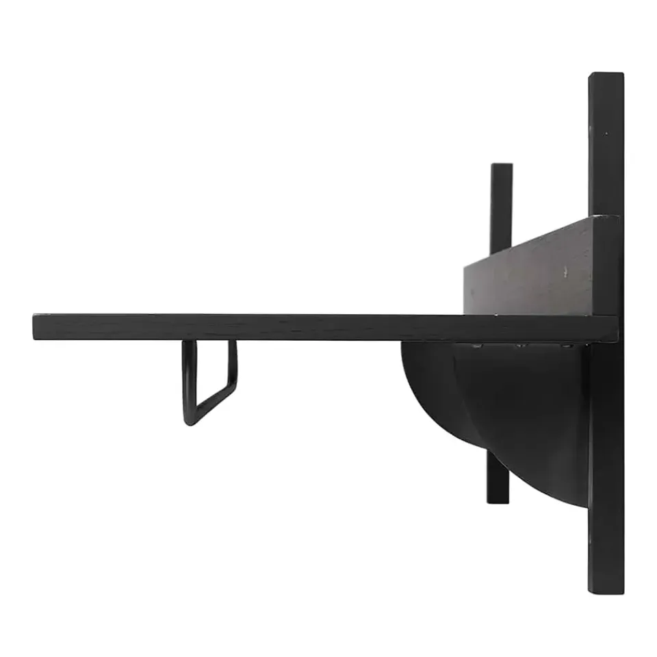 Hot Ferm Living Estante con barra Sector 37 x 87 cm, Black ash-black brass Negro