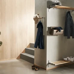 Clearance Essem Design Estante perchero o zapatero Nostalgi , roble, aluminio MarrónPlateado