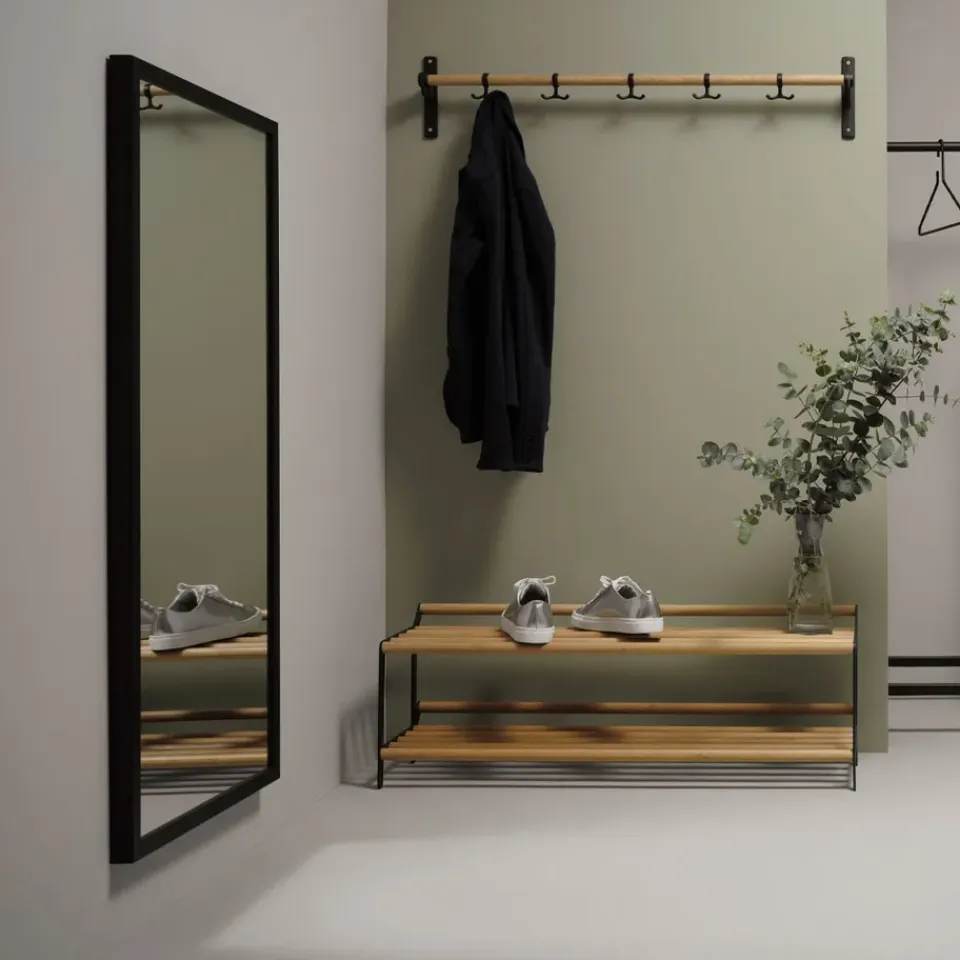 Essem Design Estante perchero o zapatero Nostalgi , roble, negro MarrónNegro