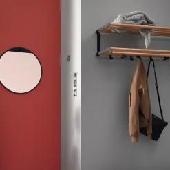 Outlet Essem Design Estante perchero Tamburin 60 cm, roble- Negro