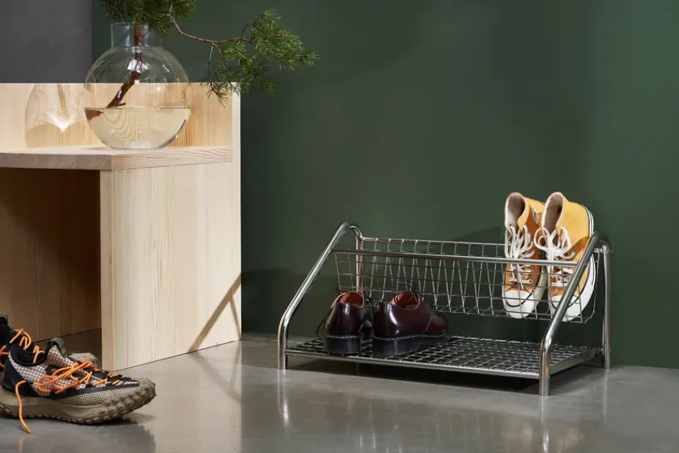 Hot Essem Design Estante zapatero Funk, Acero inoxidable Plateado
