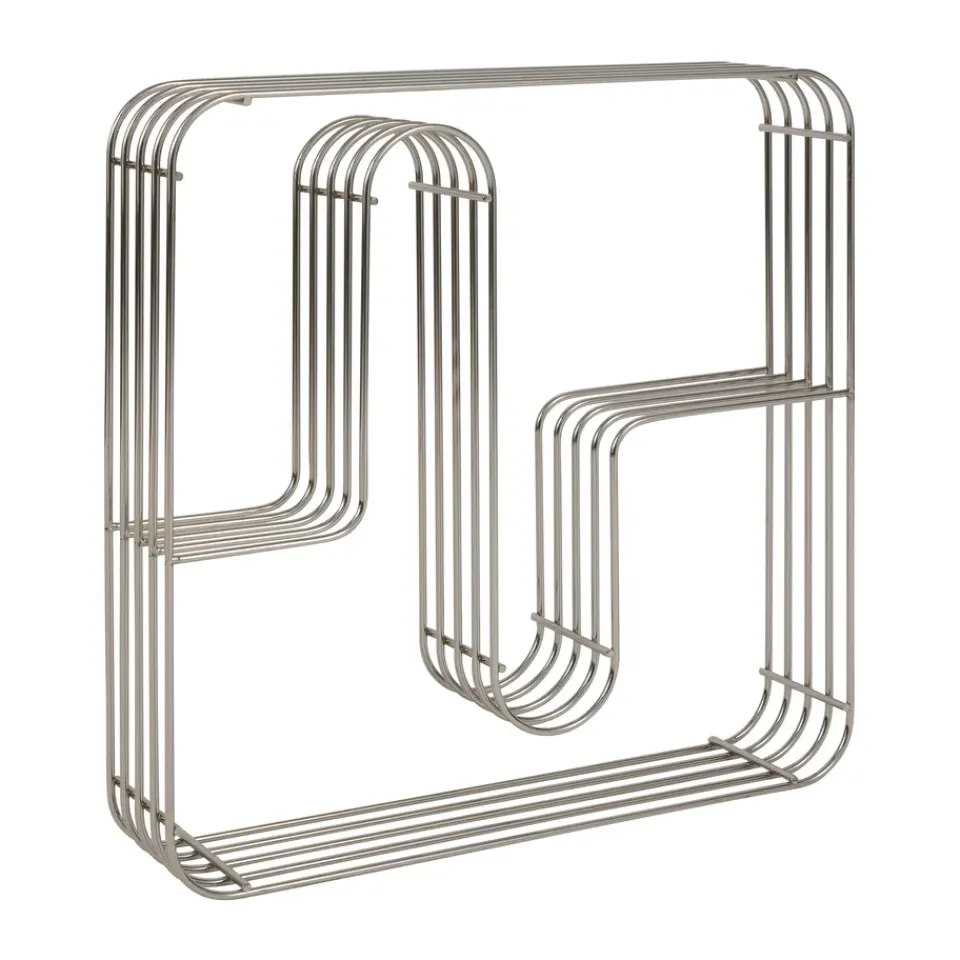 AYTM Estantería de pared cuadrado Curva, Plata Negro