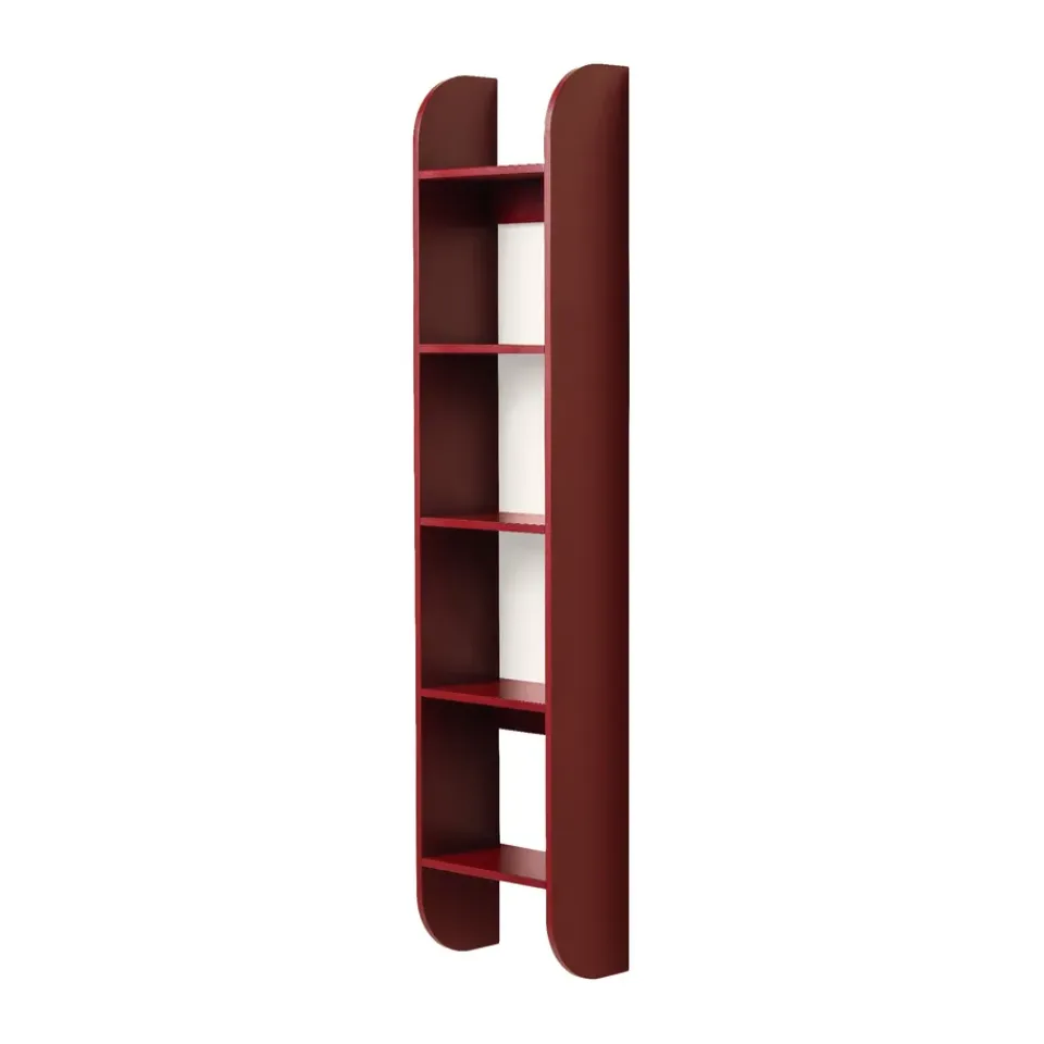 New TÔNN furniture Estantería de pared Flaneaur 27x128 cm, Burgundy Rojo