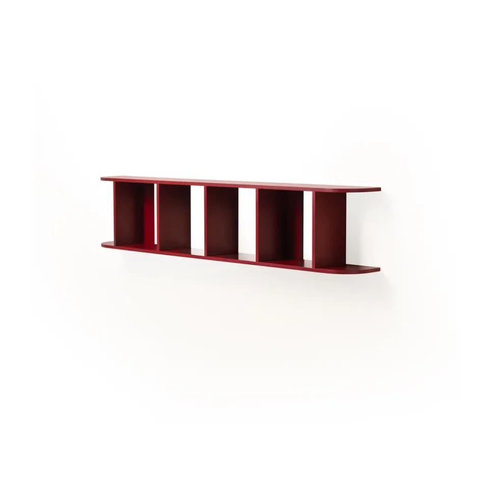New TÔNN furniture Estantería de pared Flaneaur 27x128 cm, Burgundy Rojo