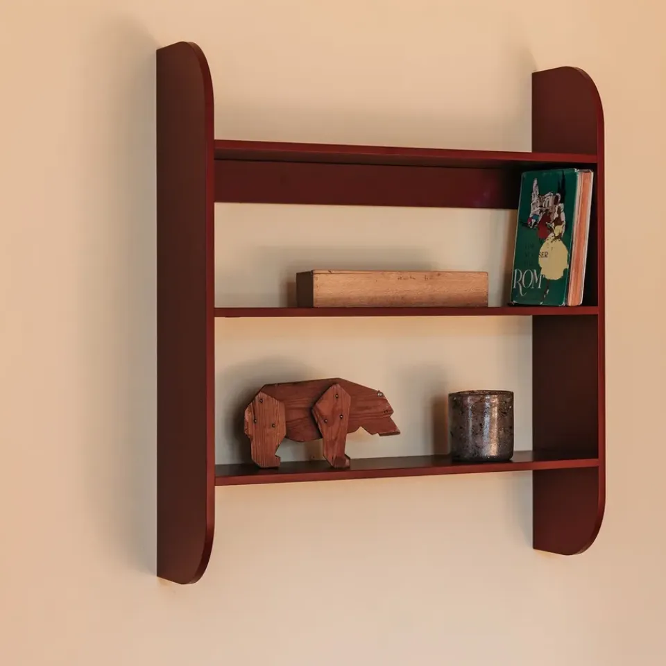 Online TÔNN furniture Estantería de pared Strapats 62x73,6 cm, Burgundy Rojo