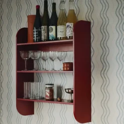Online TÔNN furniture Estantería de pared Strapats 62x73,6 cm, Burgundy Rojo