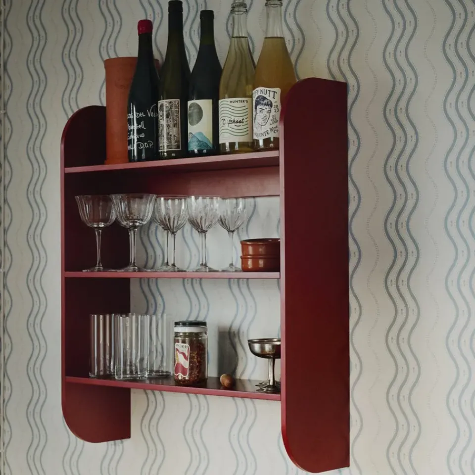 Online TÔNN furniture Estantería de pared Strapats 62x73,6 cm, Burgundy Rojo