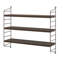 New String Estantería de pared Pocket, Roble oscuro–marrón oscuro Negro