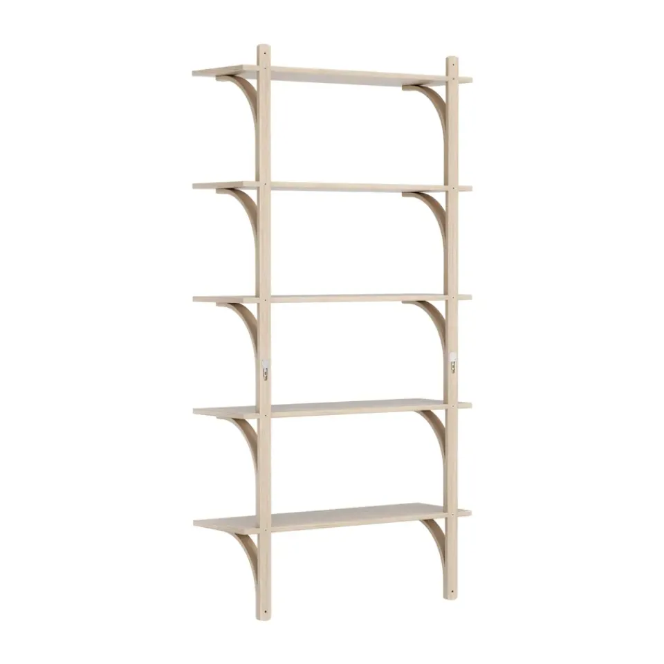 Clearance Swedese Estantería Levi de 5 baldas, Roble pigmentado en -aluminio, 90 cm Blanco