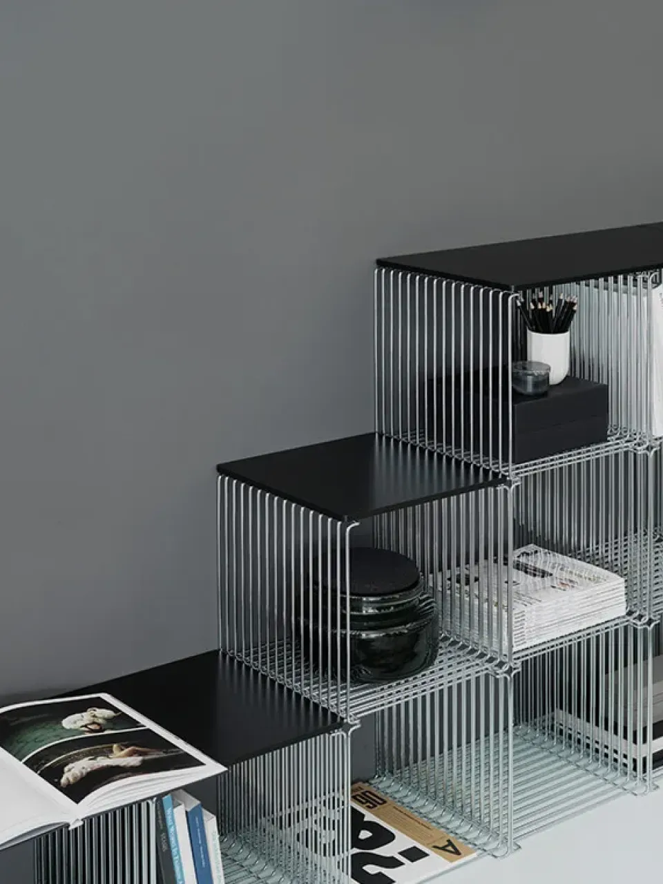 New Montana Estantería Panton Wire Single 34,8x34,8x34,8 cm, Chrome Plateado